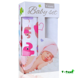 Darčekový baby set T-tomi bambusové osušky biela+ružové slony