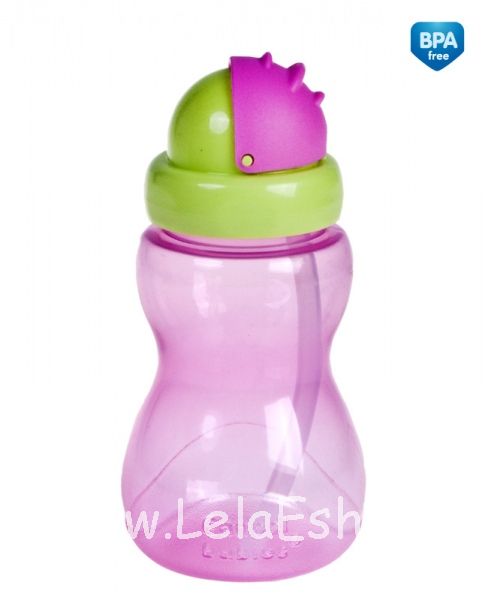 Detská fľaša so slamkou 270 ml ružová 