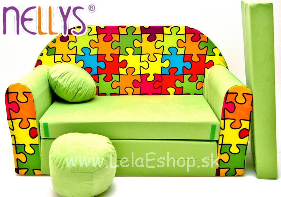 Detský gauč puzzle zelený