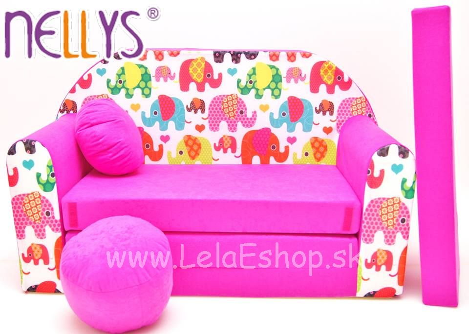 Detský gauč sloník ružový