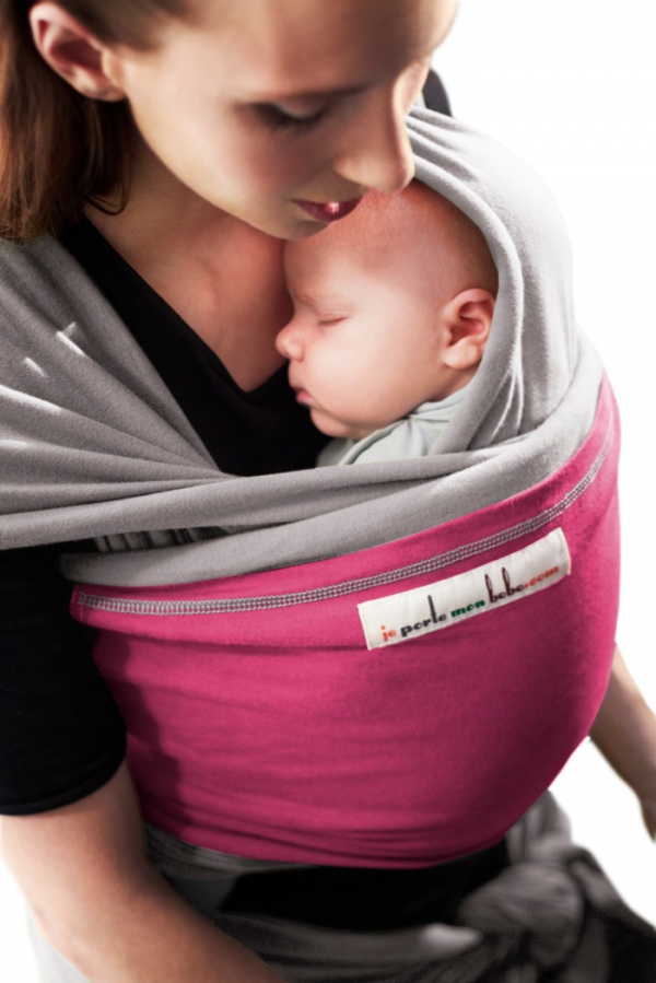 Baby šatka Je Porte Mon Bébé Light grey/Fuchsia
