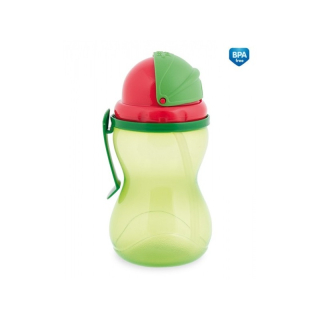 Športová fľaša so slamkou 370ml zelená