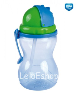 Detská fľaša so slamkou 370 ml modrá