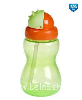Detská fľaša so slamkou 270 ml zelená