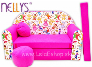 Detský gauč rozprávkové postavičky ružový