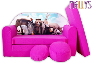 Detský gauč safari ružový