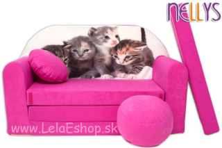 Detský gauč mačiatka ružový