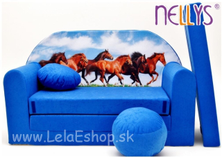 Detský gauč kone modrý