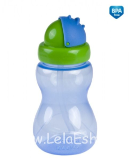 Detská fľaša so slamkou 270 ml modrá