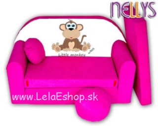 Detský gauč opica ružový 