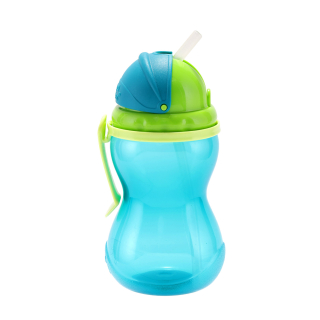 Detská fľaša so slamkou 370 ml modrá