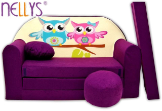 Detský gauč sovičky fialový